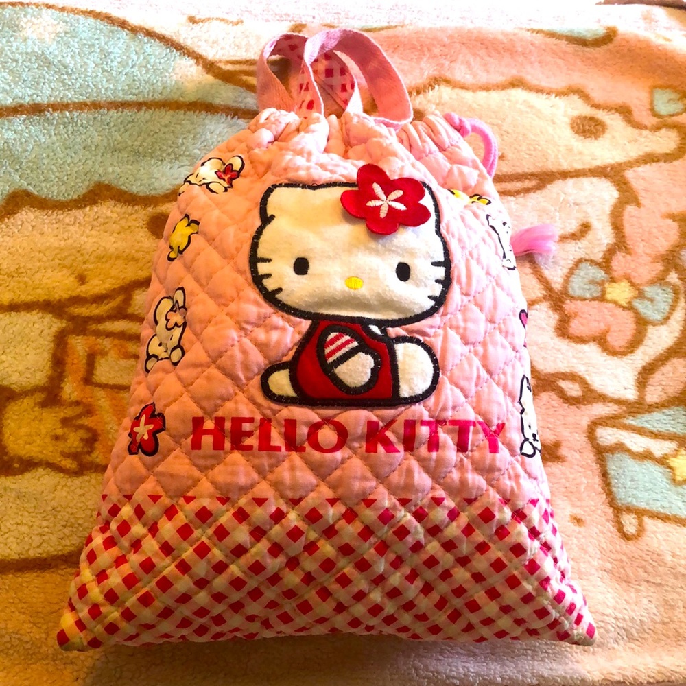 Hello Kitty Vintage Quilted Drawstring Bag/Tote